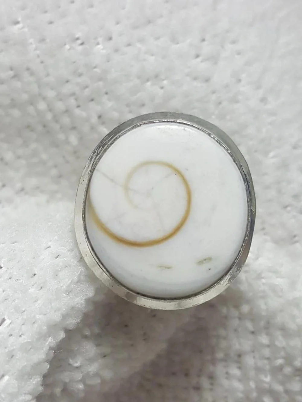 925 Silver Shell Spiral Accent Ring in White and Gold